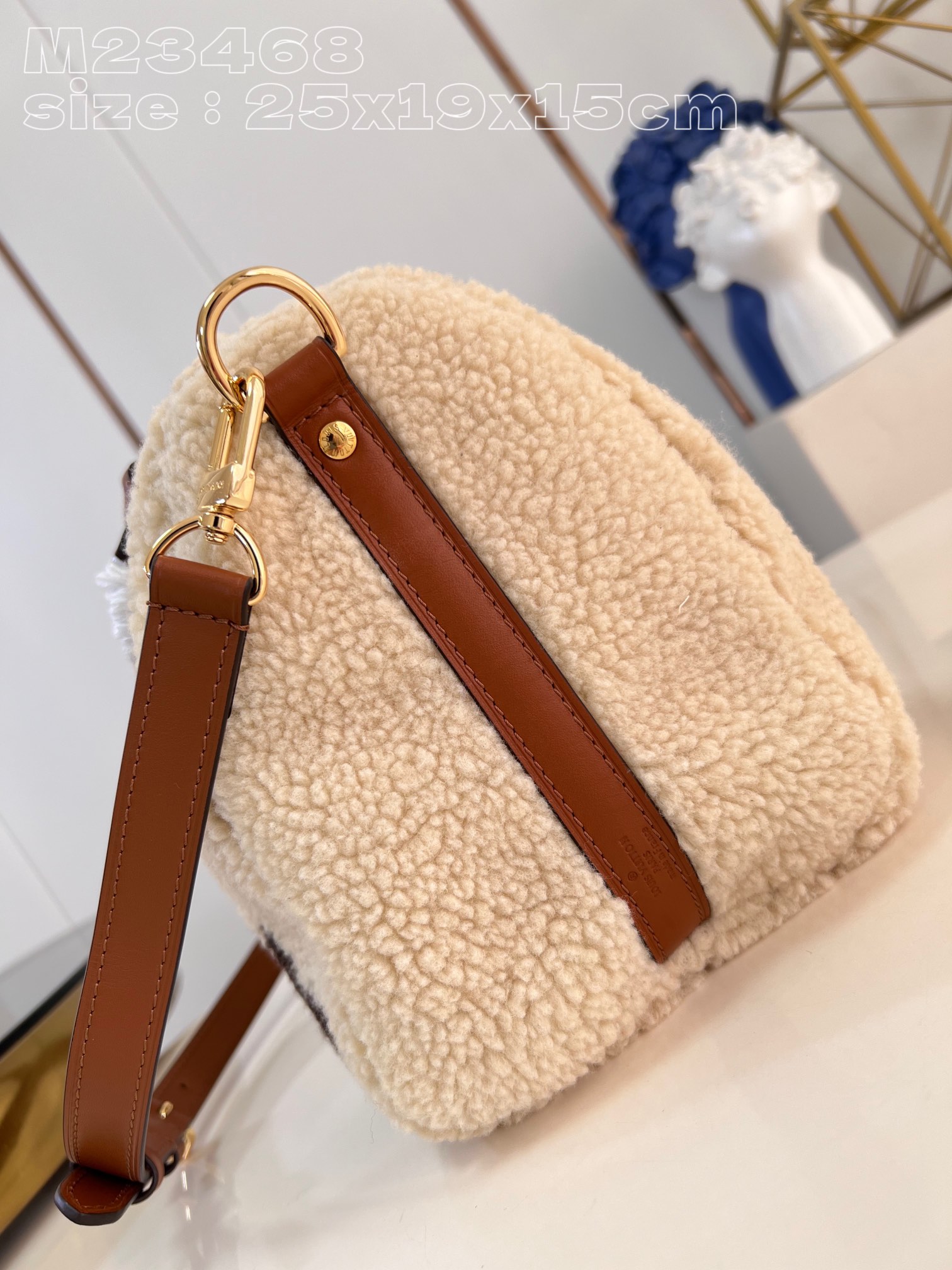 Bagsaaa L0vis Vvtt0n Speedy Bandoulière 25 Cream/Brown Shearling