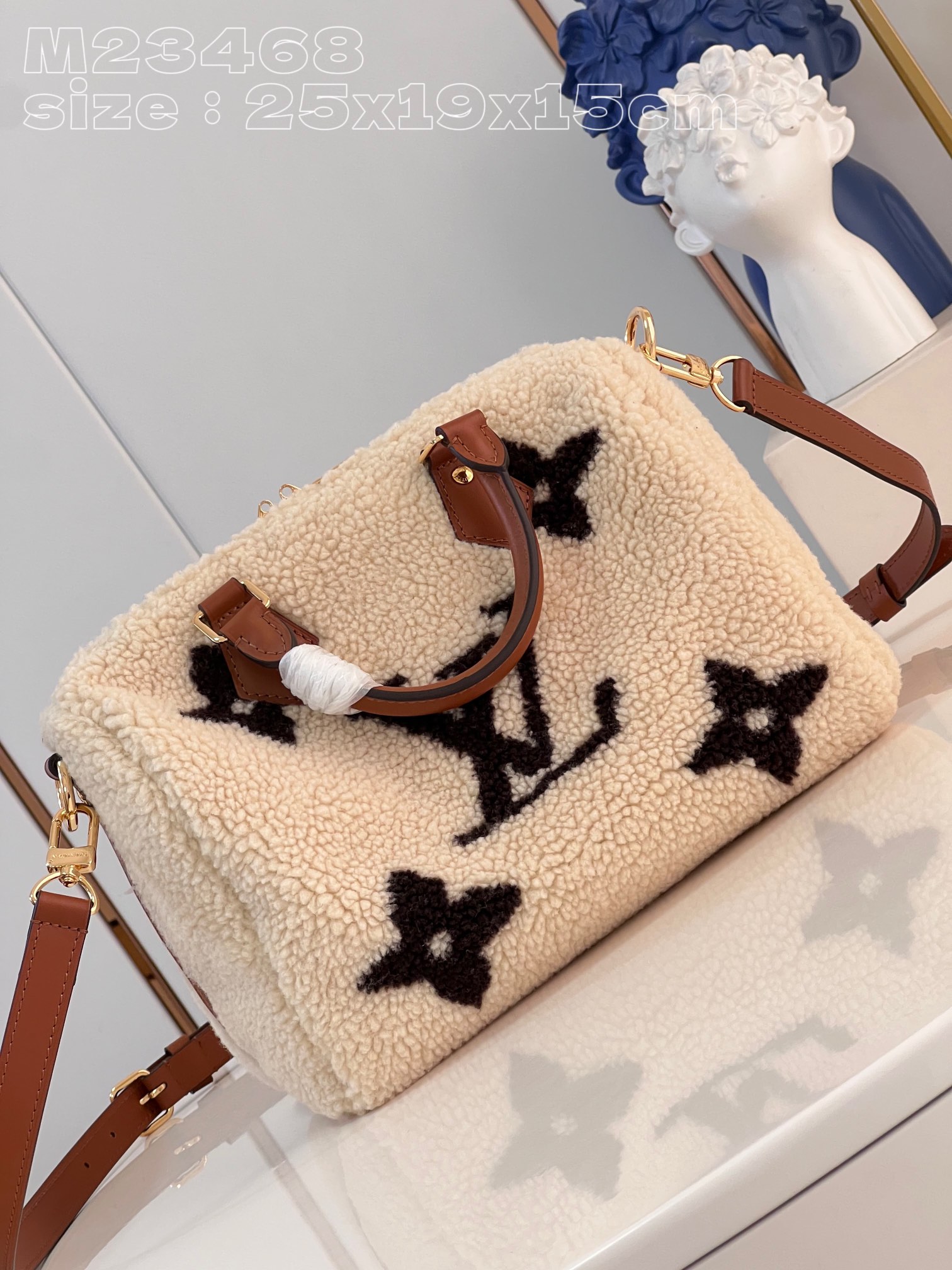 Bagsaaa L0vis Vvtt0n Speedy Bandoulière 25 Cream/Brown Shearling