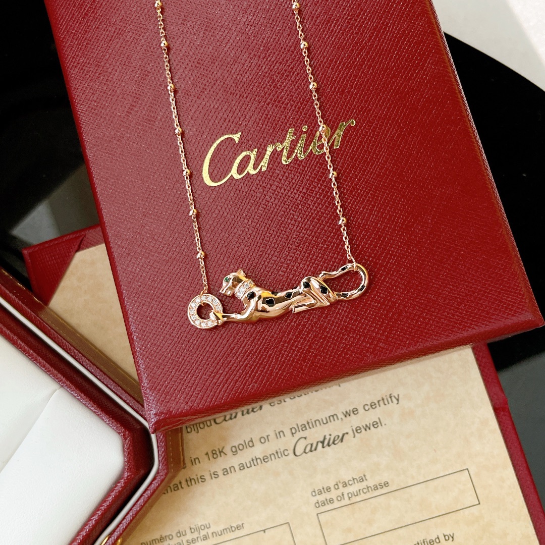 Bagsaaa Ca*t1er Panthere Rose Gold Neckalce