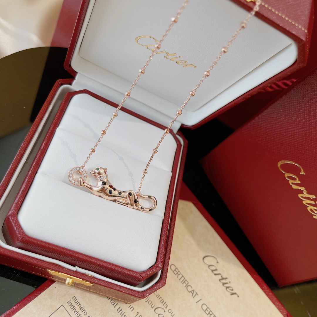 Bagsaaa Ca*t1er Panthere Rose Gold Neckalce