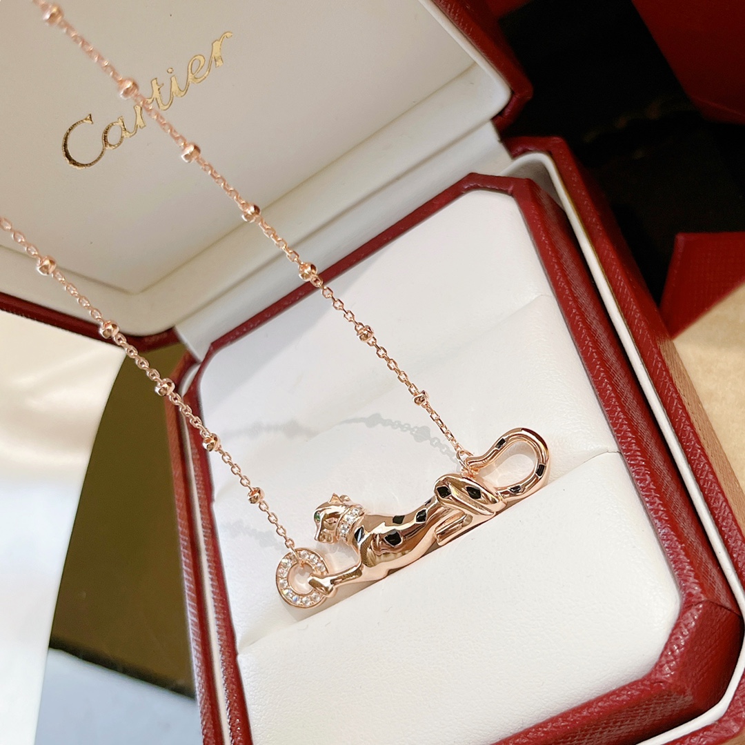 Bagsaaa Ca*t1er Panthere Rose Gold Neckalce