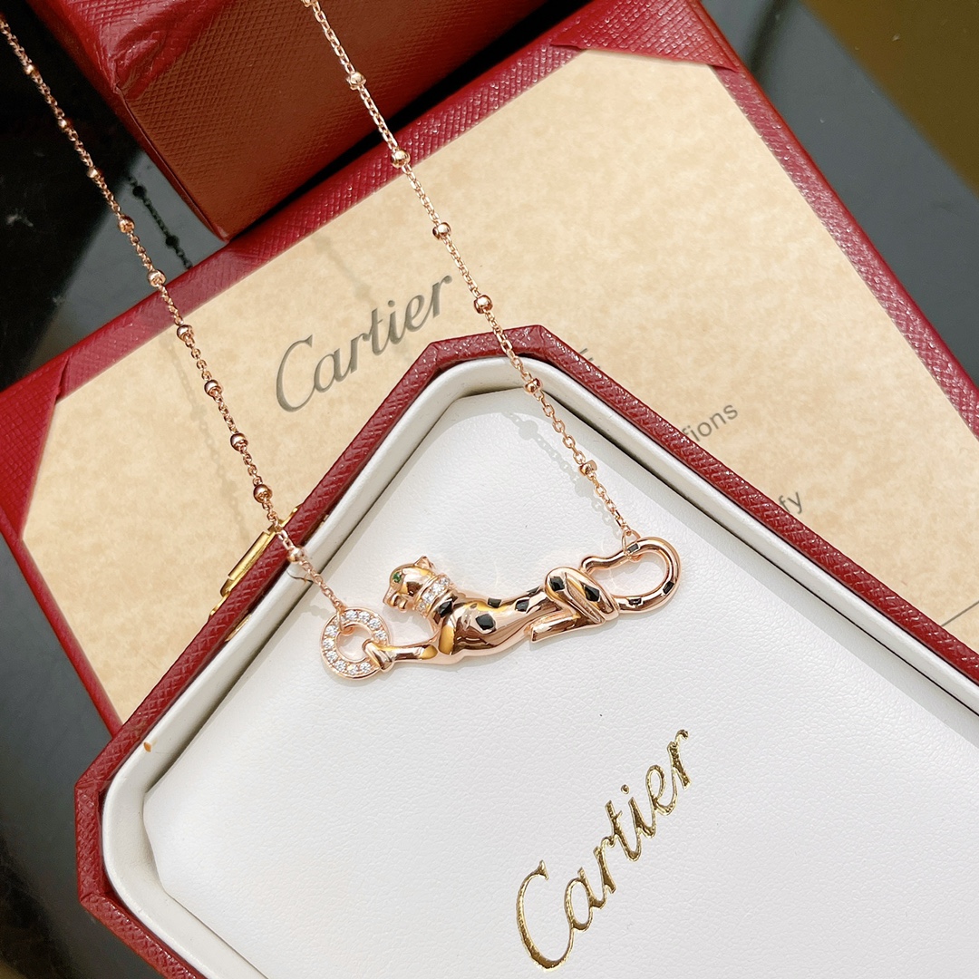 Bagsaaa Ca*t1er Panthere Rose Gold Neckalce