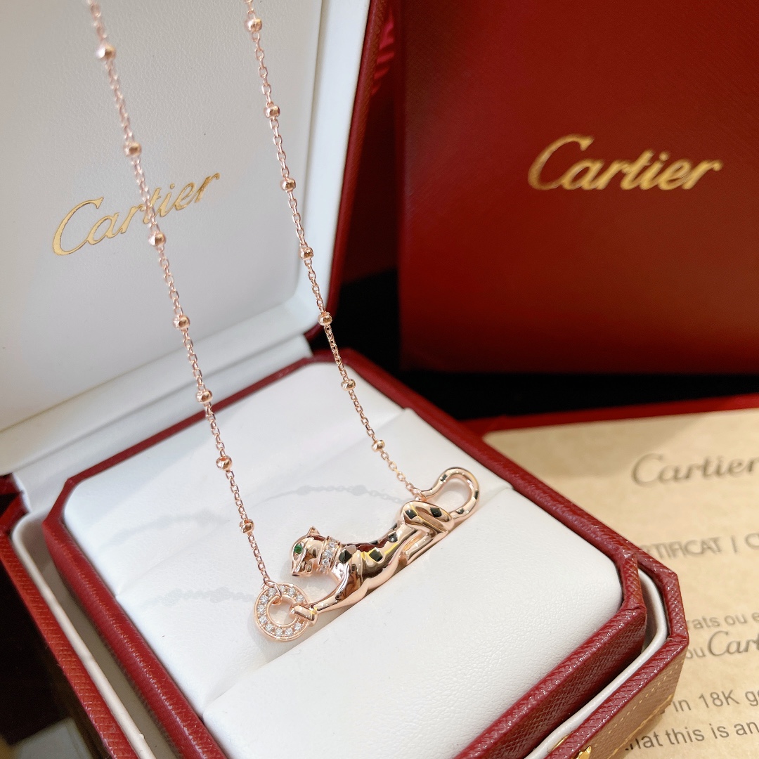 Bagsaaa Ca*t1er Panthere Rose Gold Neckalce