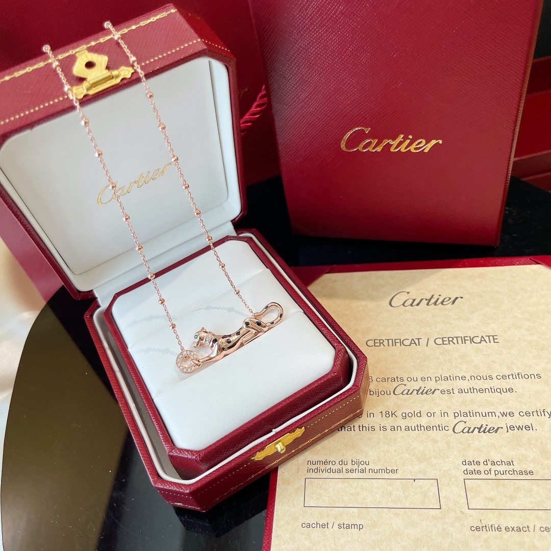 Bagsaaa Ca*t1er Panthere Rose Gold Neckalce