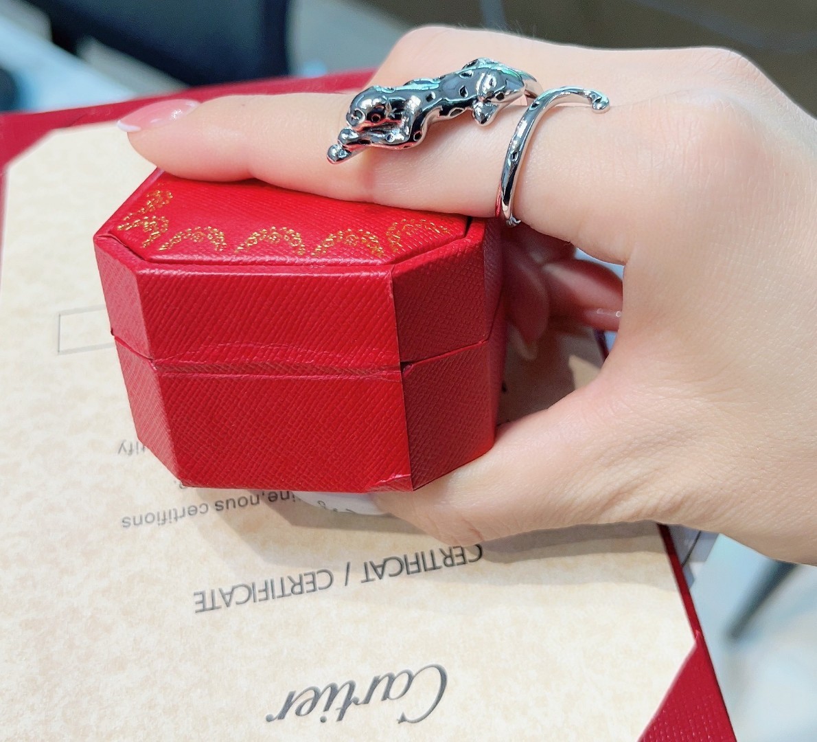 Bagsaaa Ca*t1er Panther Silver Ring