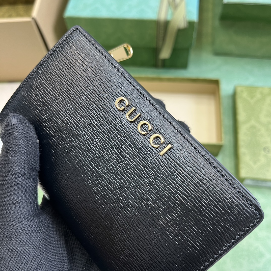 Bagsaaa Gvc*1 Zip Around Wallet With Script Black - W18.5cm x H14cm x D3cm