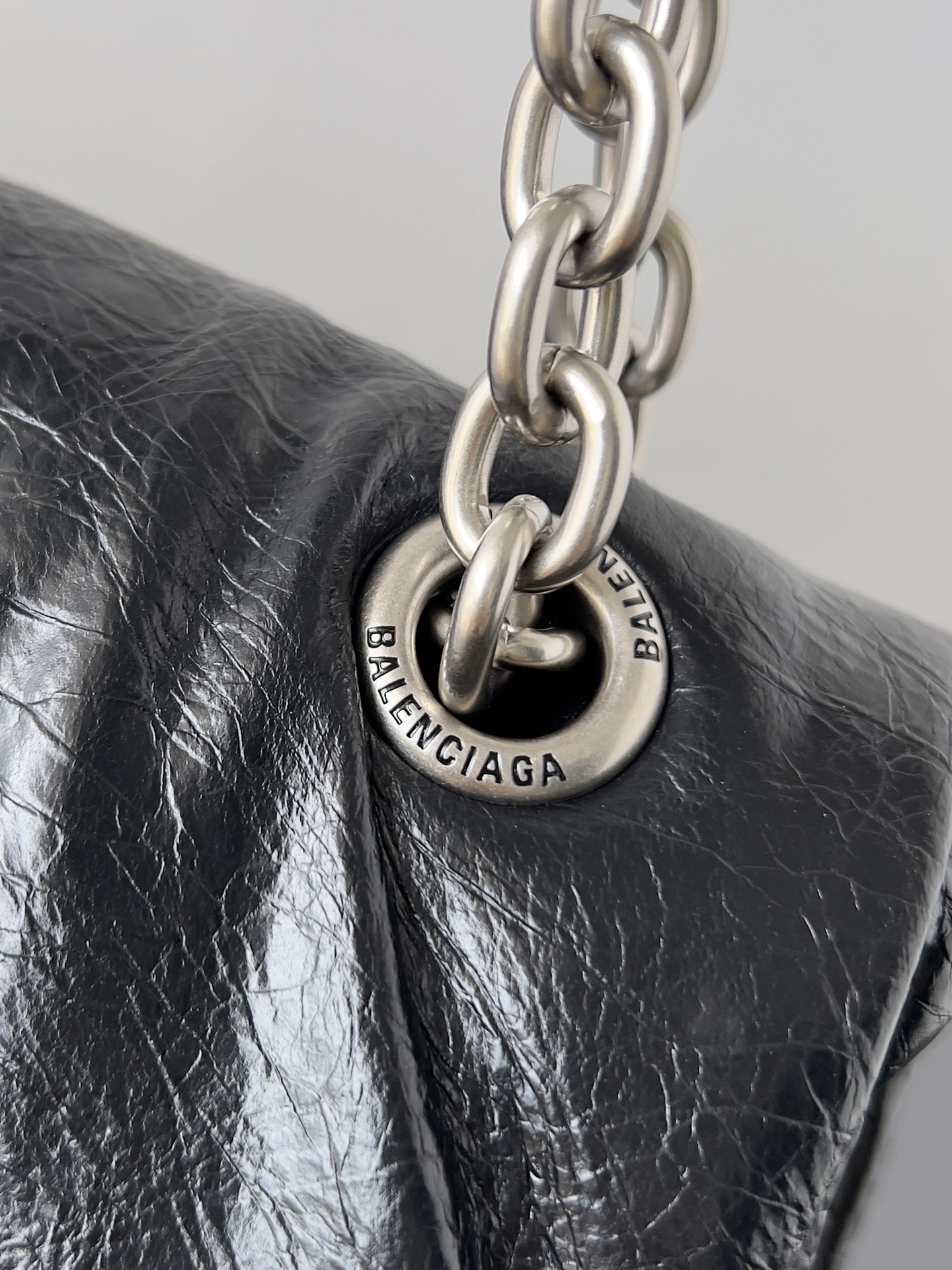 BAGSAAA Ba1en*iaga MONACO CHAIN BAG IN BLACK SILVER HARDWARE