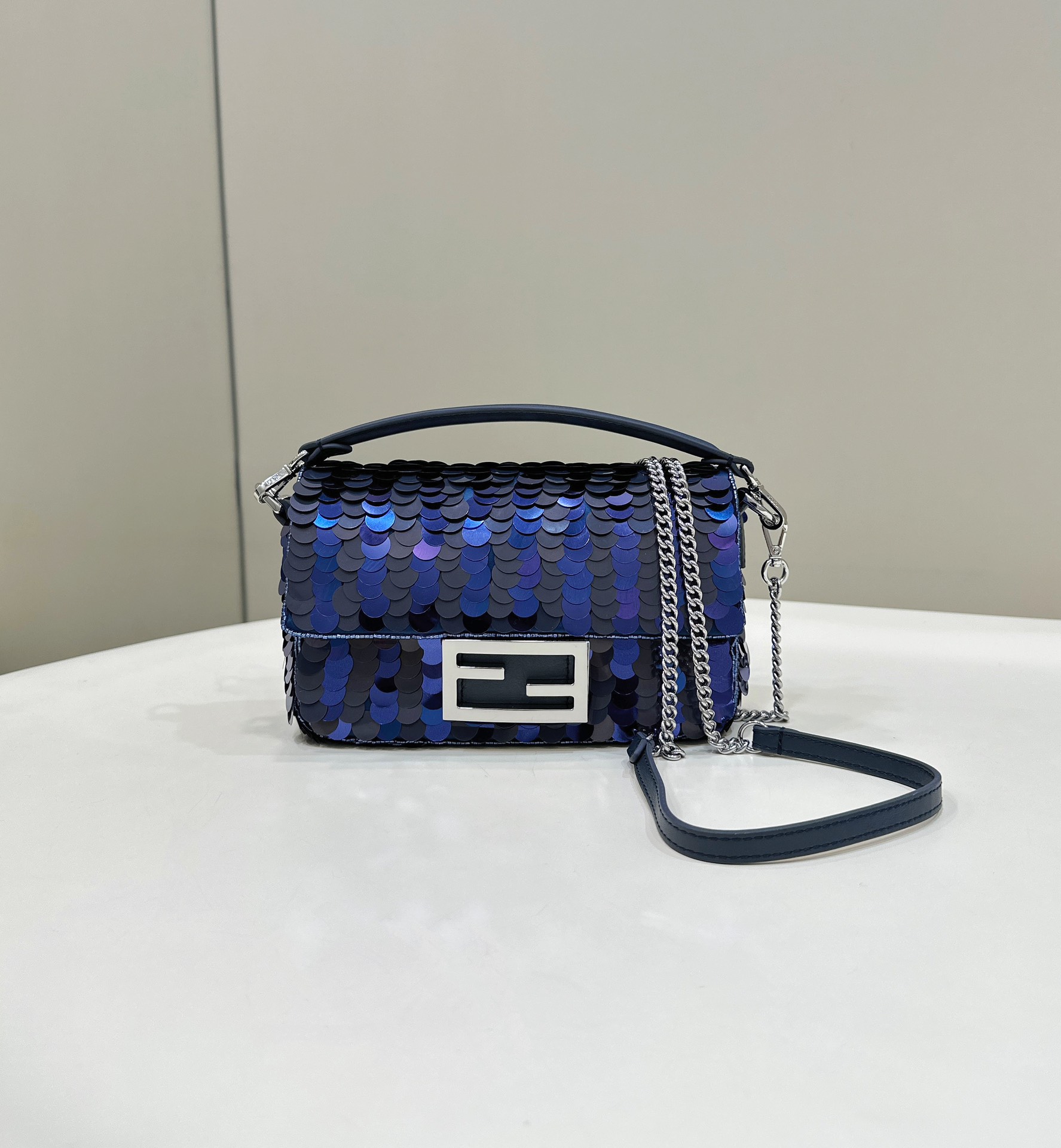 Bagsaaa F**di Mini Baguette Dark and mid blue sequin bag