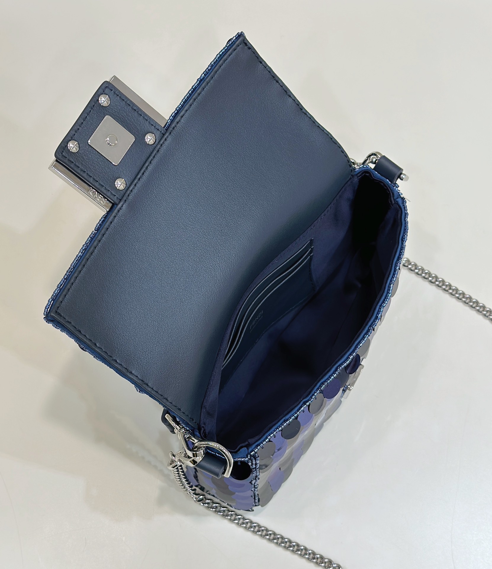 Bagsaaa F**di Mini Baguette Dark and mid blue sequin bag