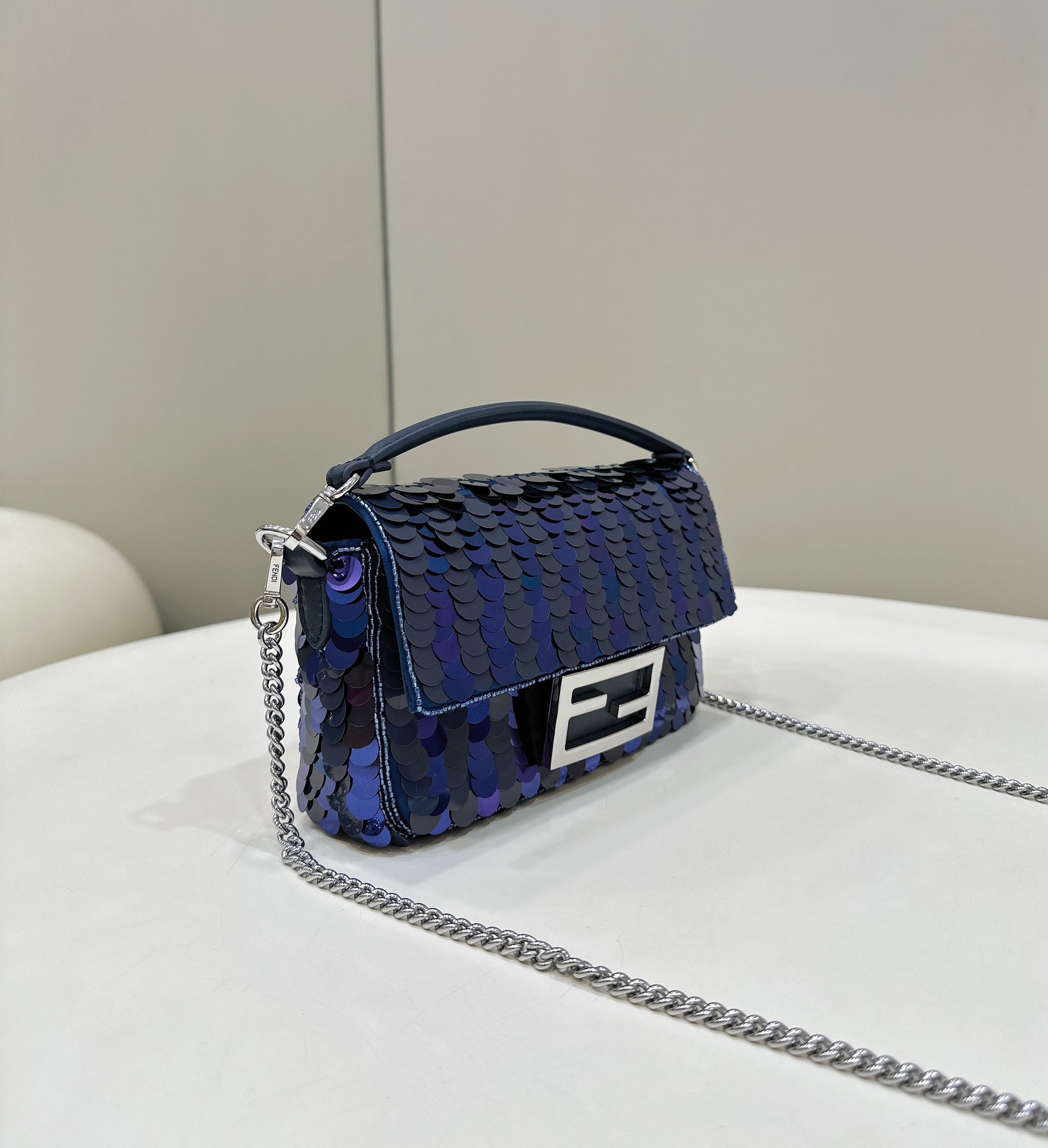Bagsaaa F**di Mini Baguette Dark and mid blue sequin bag