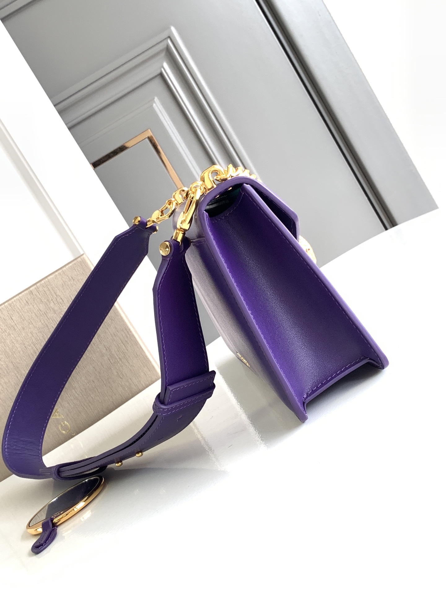 Bagsaaa Bv1g*ai Serpenti East-West Maxi Chain Shoulder Bag In Purple 02 - 28*17*6CM