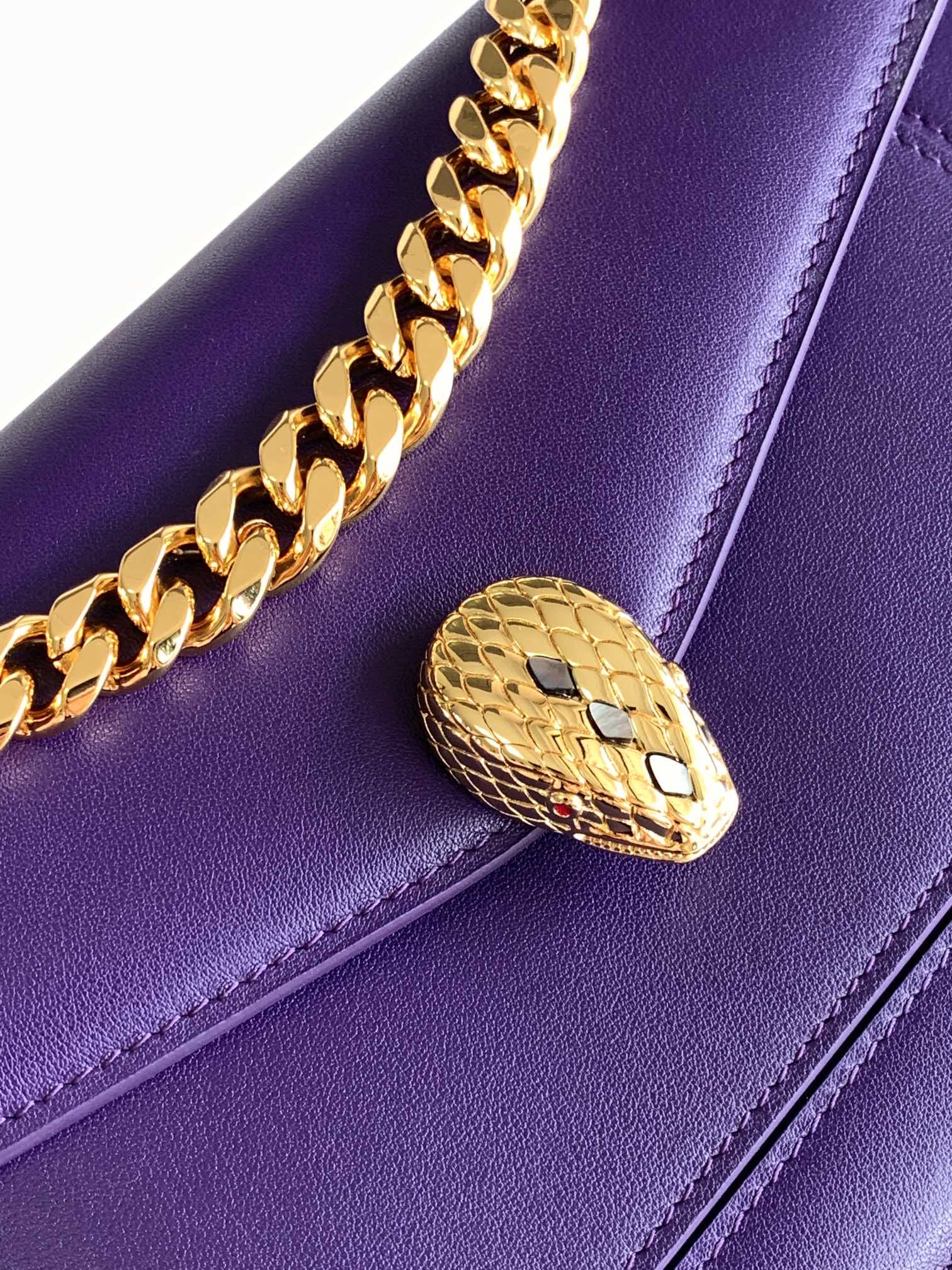 Bagsaaa Bv1g*ai Serpenti East-West Maxi Chain Shoulder Bag In Purple 02 - 28*17*6CM