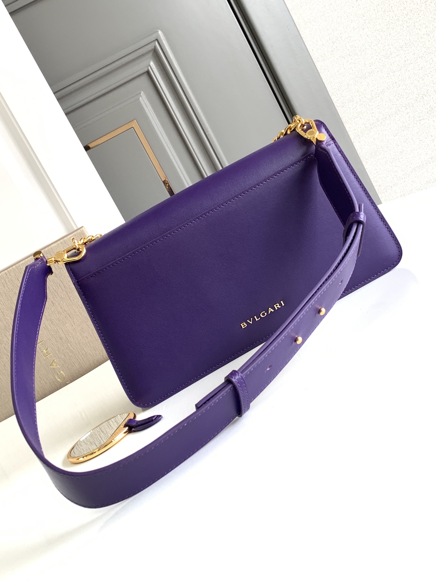 Bagsaaa Bv1g*ai Serpenti East-West Maxi Chain Shoulder Bag In Purple 02 - 28*17*6CM