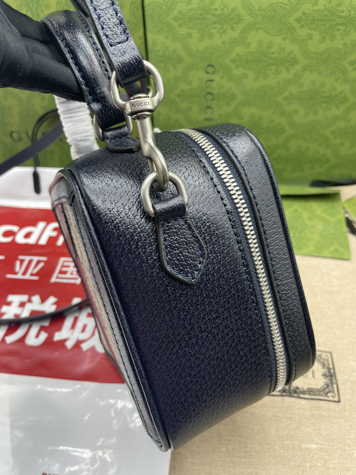 Bagsaa Gvc*1 GG Mini Shoulder Bag In Blue - 17x16.5x9.5cm