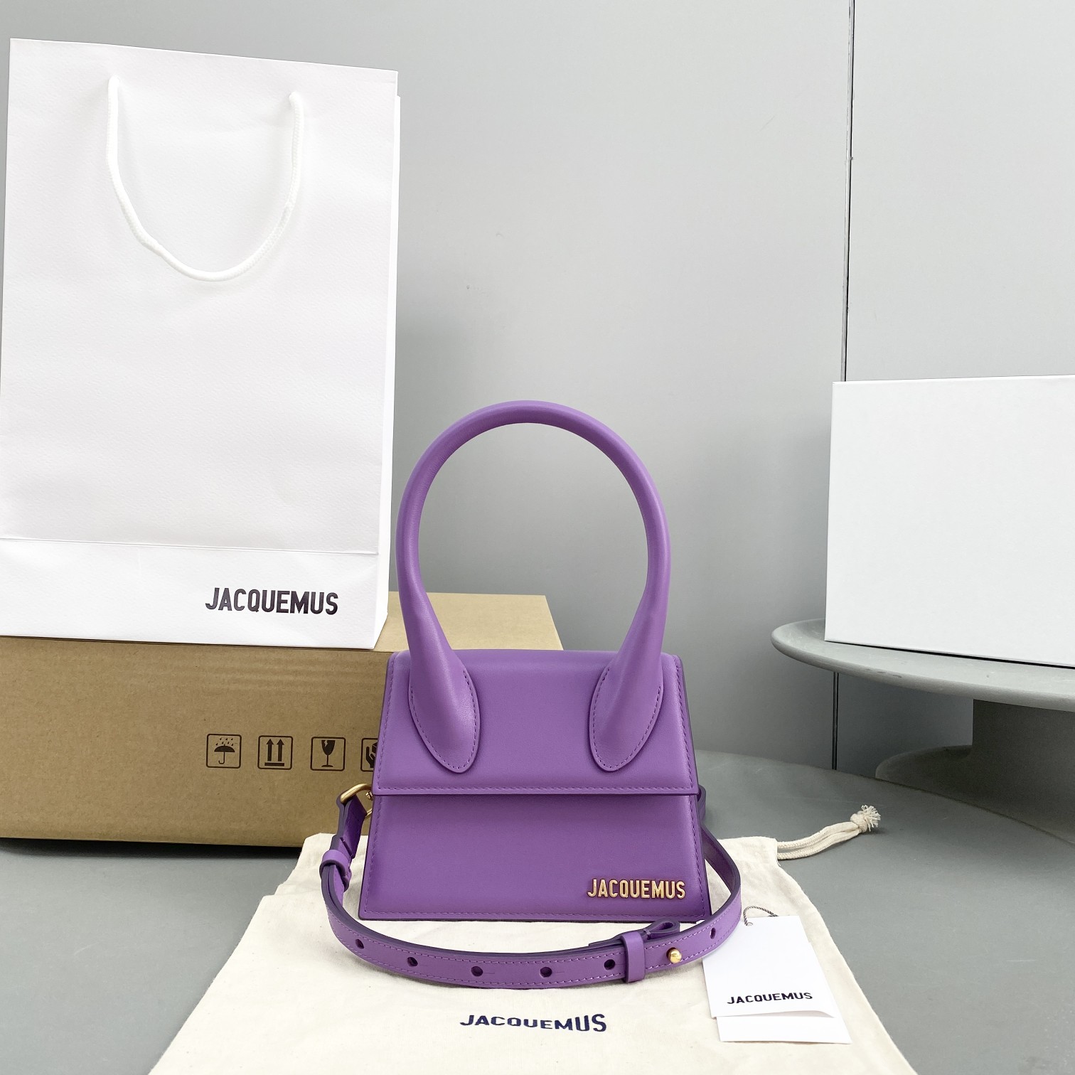 Bagsaaa Jacuqemus Le Chiquito Moyen Bag In Purple 18*15.5*8CM