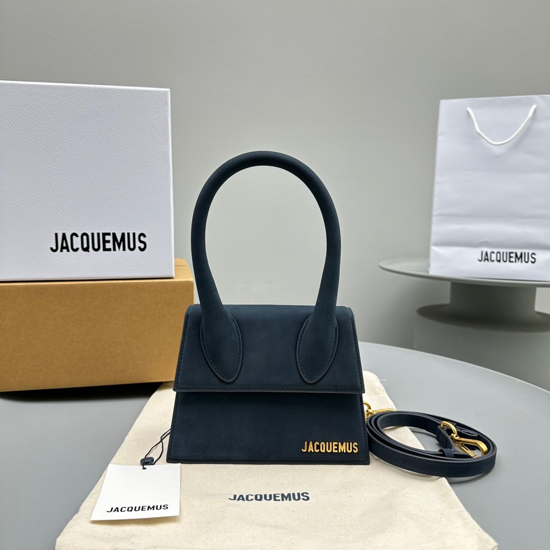 Bagsaaa Jacuqemus Le Chiquito Moyen Bag In Blue Velvet 18*15.5*8CM