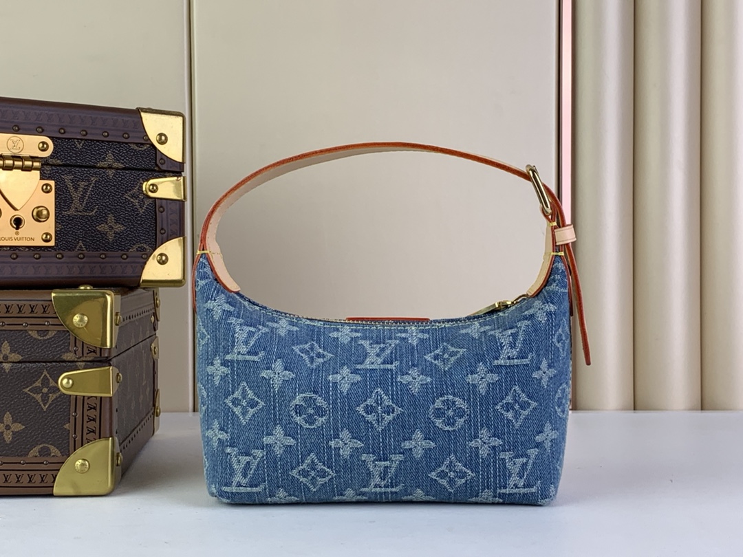 Bagsaaa L0vis Vvtt0n Hills Pochette Blue Denim Bag - 18.5 x 11 x 6.5 cm