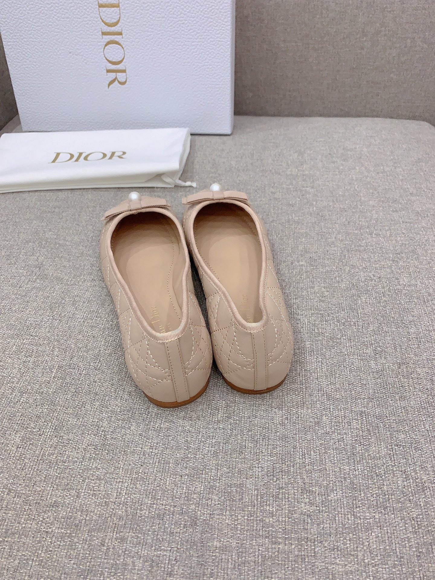 Bagsaaa D10r Ballet Flat Nude Quilted Cannage Calfskin