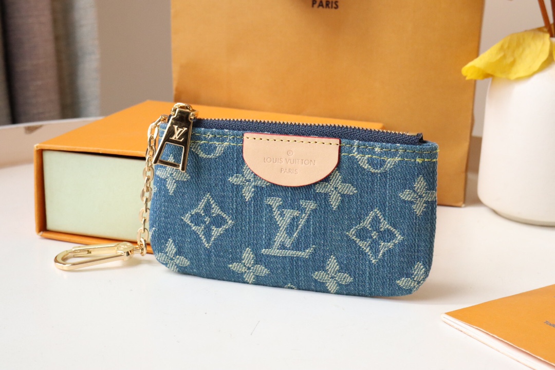 Bagsaaa L0vis Vvtt0n Denim Monogram Coin Purse