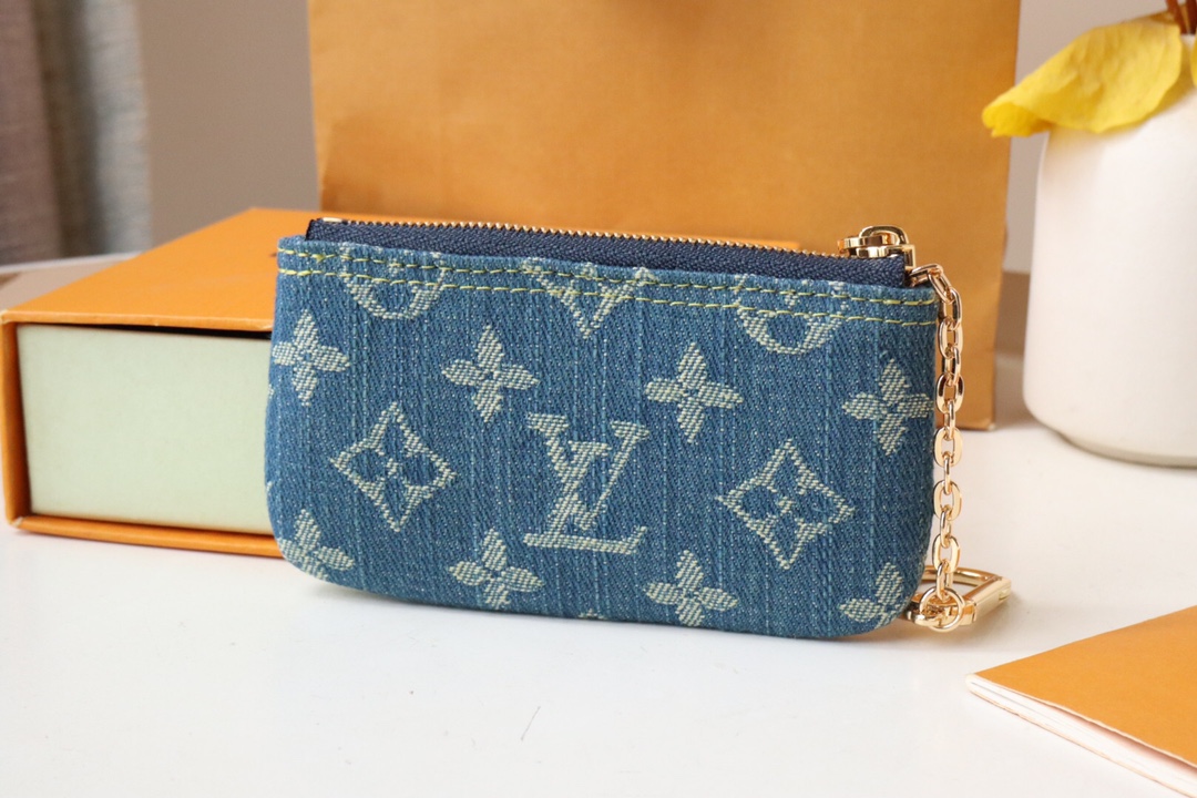 Bagsaaa L0vis Vvtt0n Denim Monogram Coin Purse