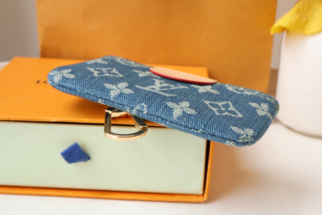 Bagsaaa L0vis Vvtt0n Denim Monogram Coin Purse