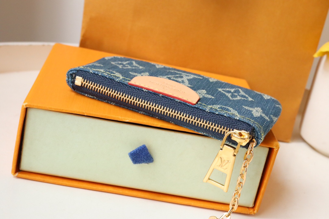 Bagsaaa L0vis Vvtt0n Denim Monogram Coin Purse