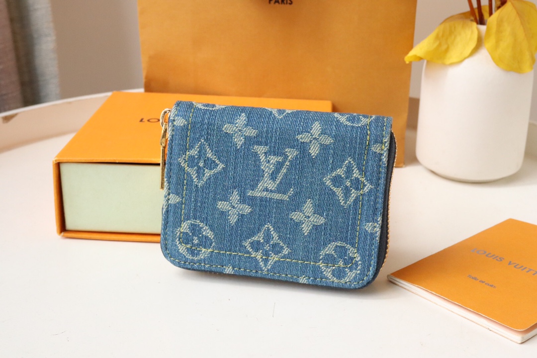 Bagsaaa L0vis Vvtt0n Zippy Coin Purse Monogram Denim - 11*8.5*2cm