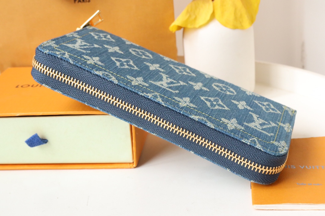 Bagsaaa L0vis Vvtt0n Zippy Coin Purse Monogram Denim - 19.5*10.5*2.5cm