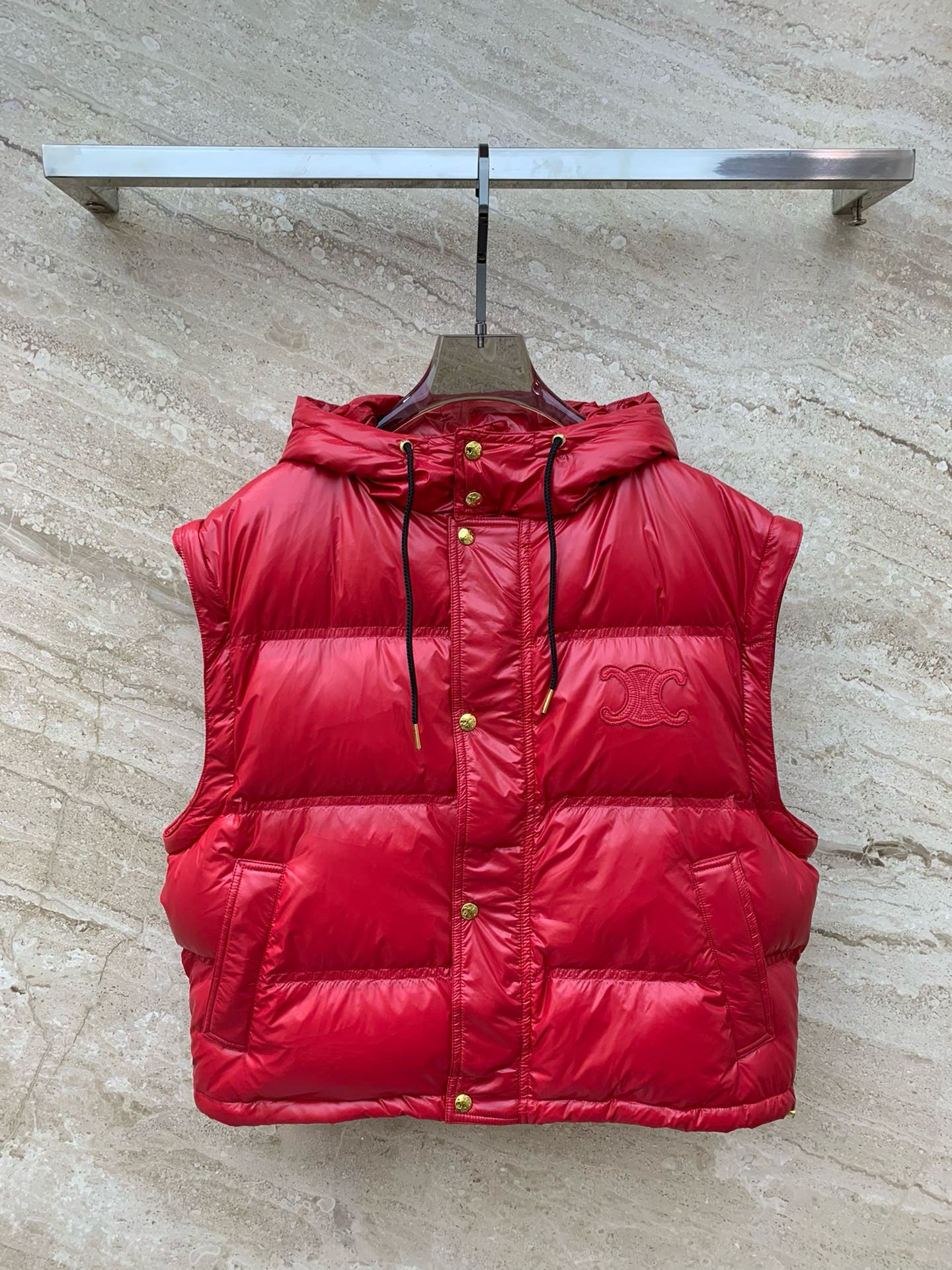 Bagsaaa Ce1i*e Down Jacket In Red With RemovableSleeves
