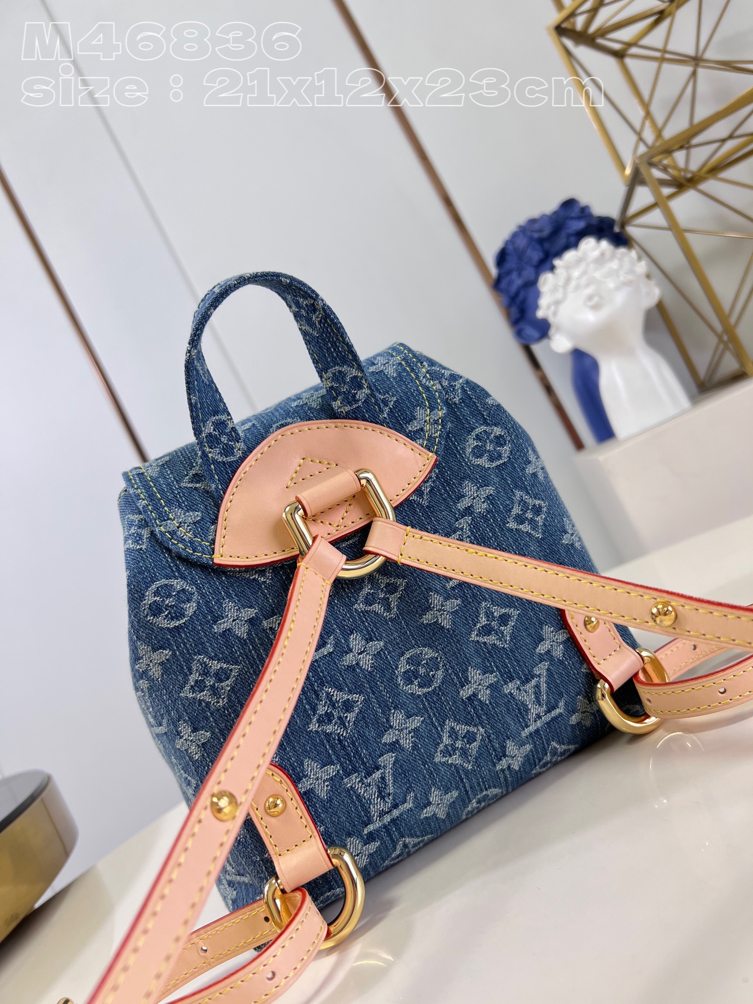 Bagsaaa L0vis Vvtt0n Venice Monogram Denim Backpack - 24 x 26 x 7 cm