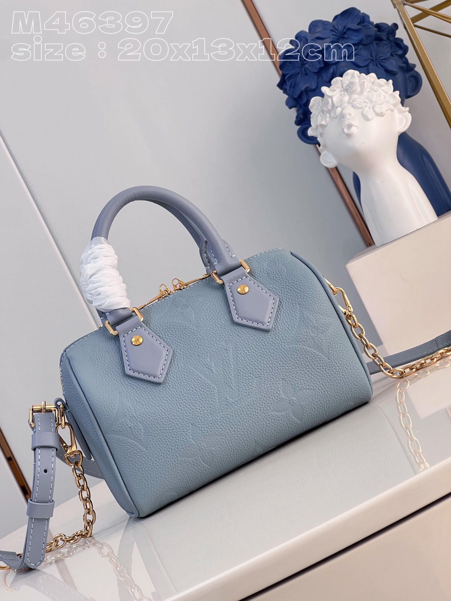 Bagsaaa L0vis Vvtt0n M46484 Speedy Bandoulière 20 Blue - 20.5 x 13.5 x 12 cm