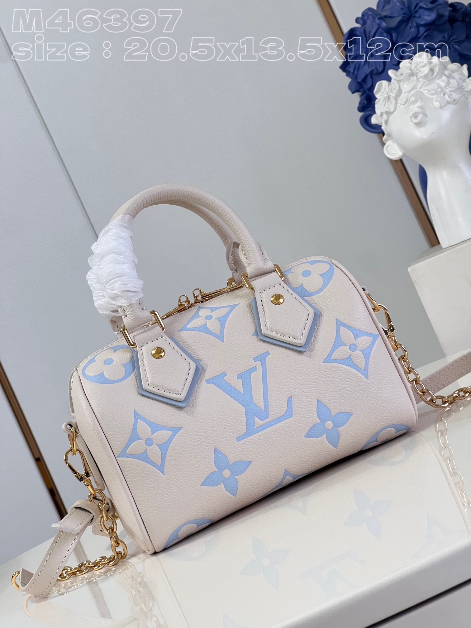 Bagsaaa L0vis Vvtt0n Speedy Bandoulière 20 Ivory and Blue