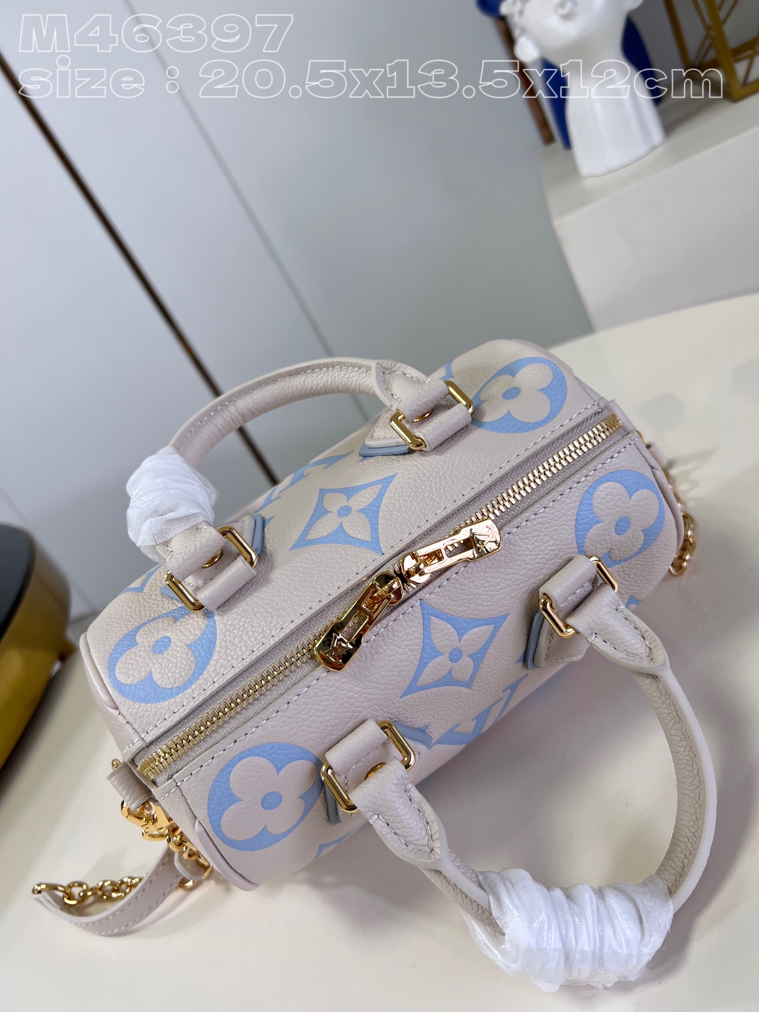 Bagsaaa L0vis Vvtt0n Speedy Bandoulière 20 Ivory and Blue