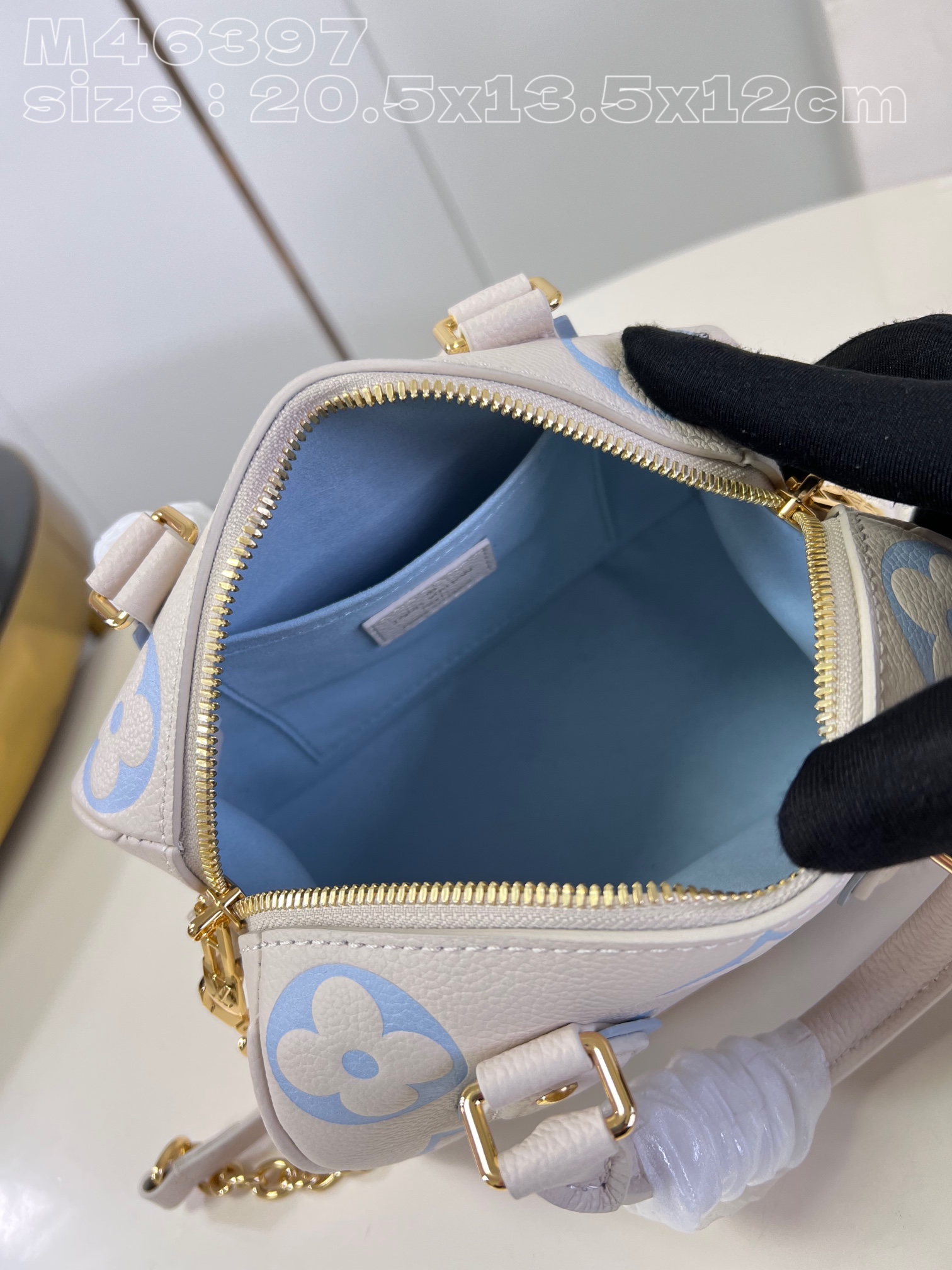 Bagsaaa L0vis Vvtt0n Speedy Bandoulière 20 Ivory and Blue