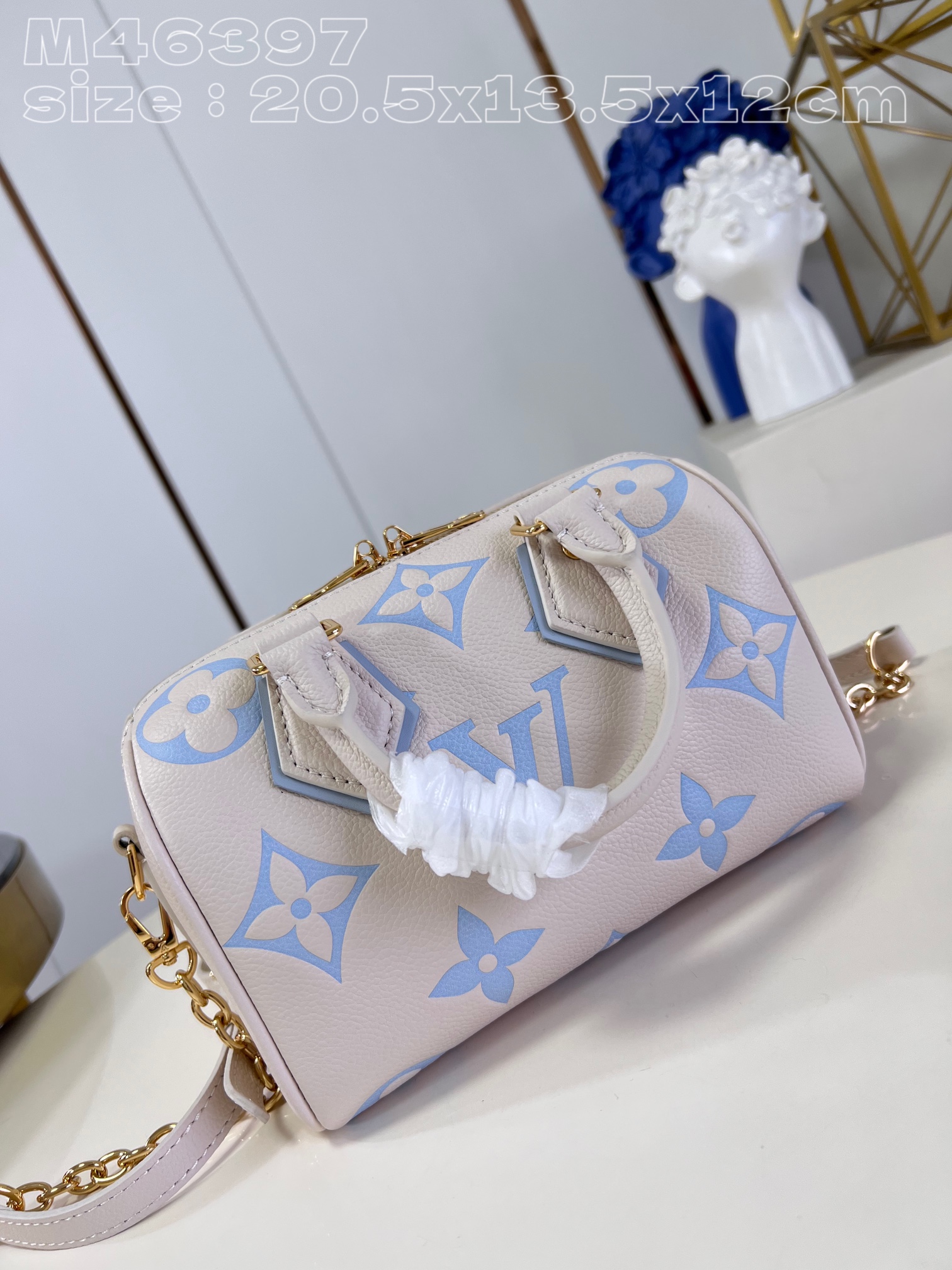 Bagsaaa L0vis Vvtt0n Speedy Bandoulière 20 Ivory and Blue