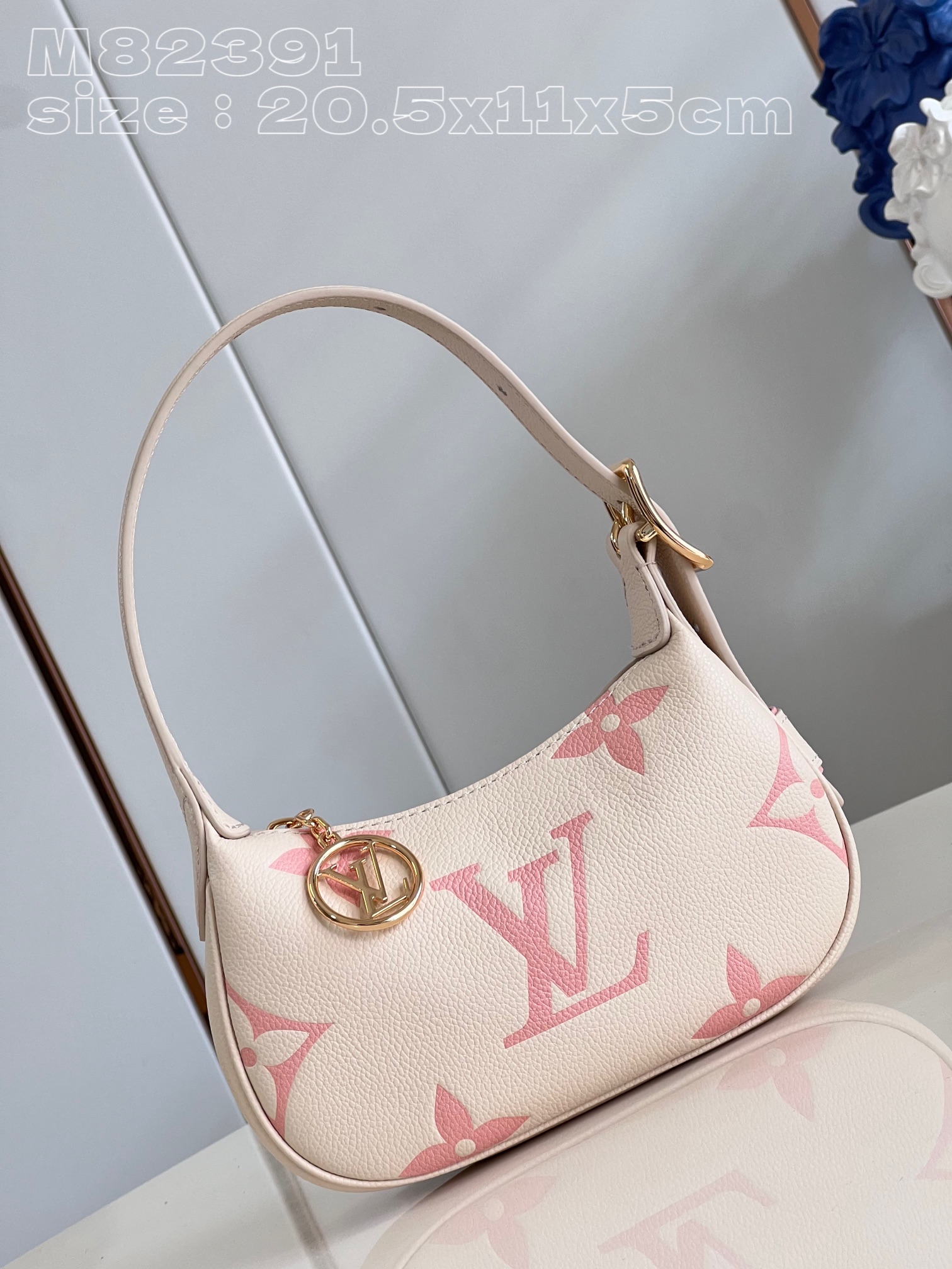 Bagsaaa L0vis Vvtt0n Mini Moon Ivory & Pink - M82519 - 21x11x5cm