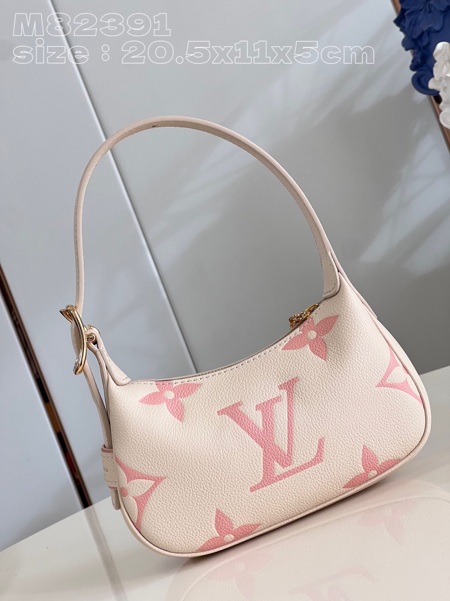 Bagsaaa L0vis Vvtt0n Mini Moon Ivory & Pink - M82519 - 21x11x5cm