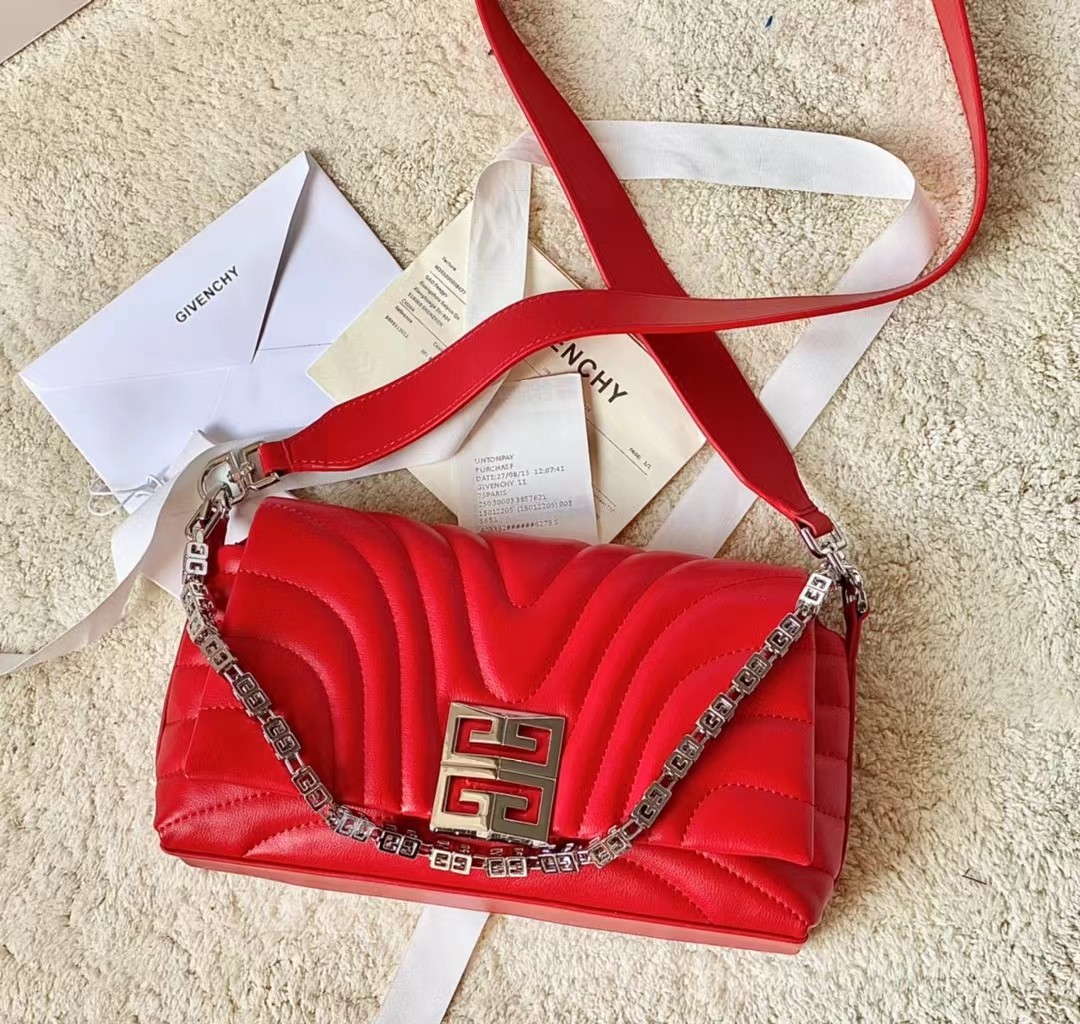 Bagsaaa Givenchy Micro 4G Soft Leather Bag Red - 25*15*6cm