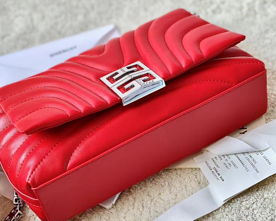 Bagsaaa Givenchy Micro 4G Soft Leather Bag Red - 25*15*6cm