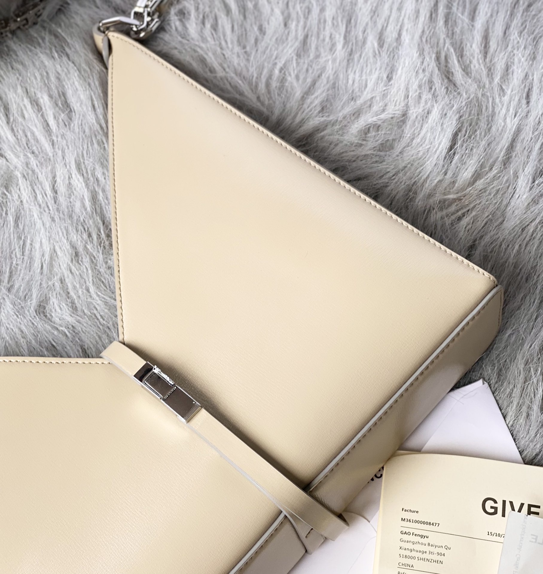 Bagsaaa Givenchy Cut-Out Small Shoulder Bag Beige - 27*27*6cm