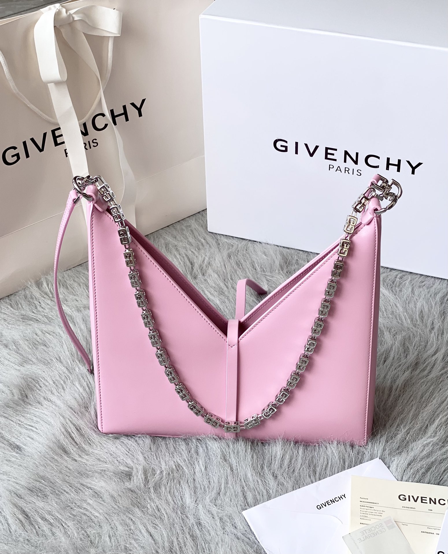 Bagsaaa Givenchy Cut-Out Small Shoulder Bag Pink - 27*27*6cm