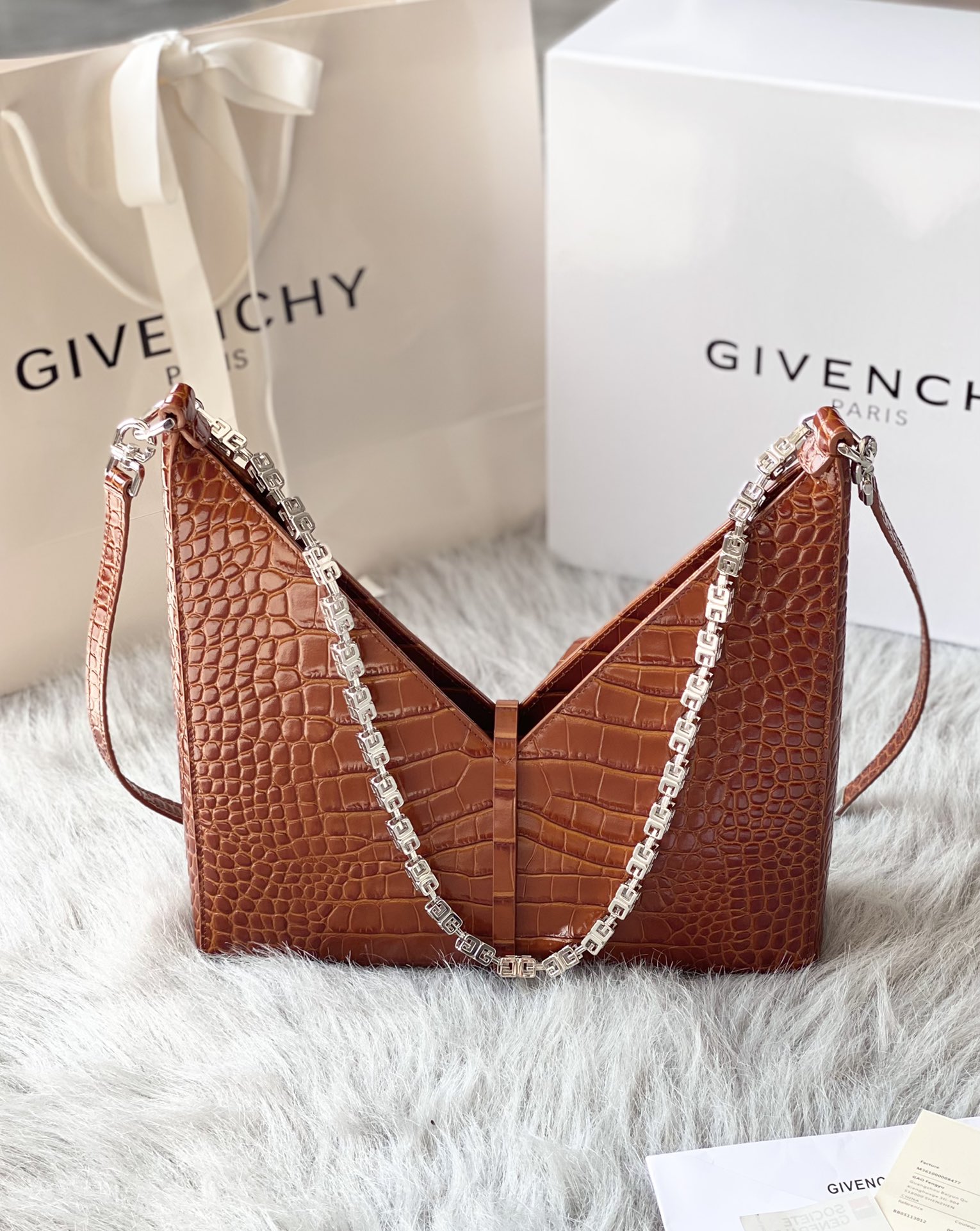 Bagsaaa Givenchy Cut-Out Small Shoulder Bag Brown - 27*27*6cm