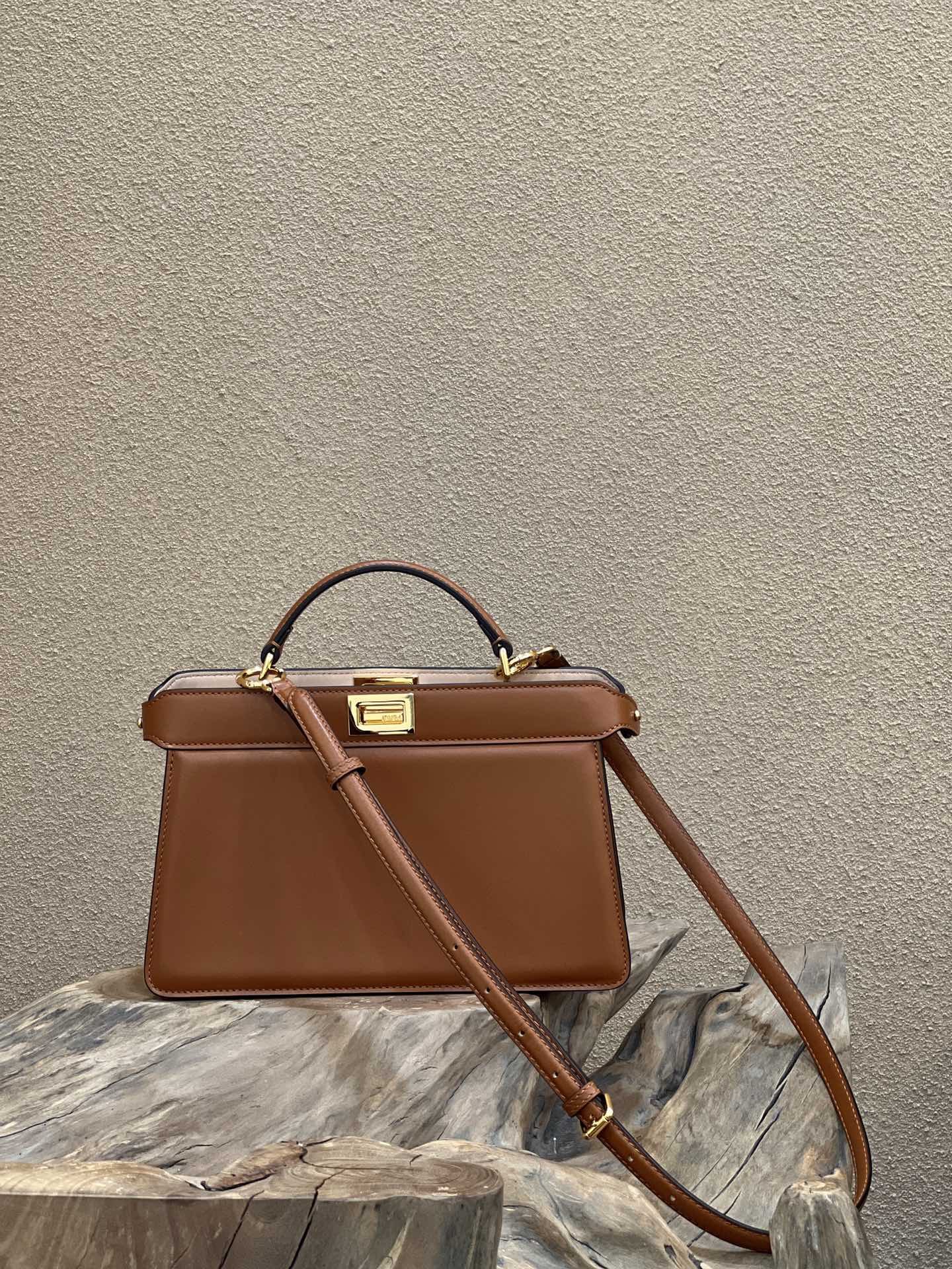 Bagsaaa F**di Peekaboo I See You Brown Calf Leather Bag