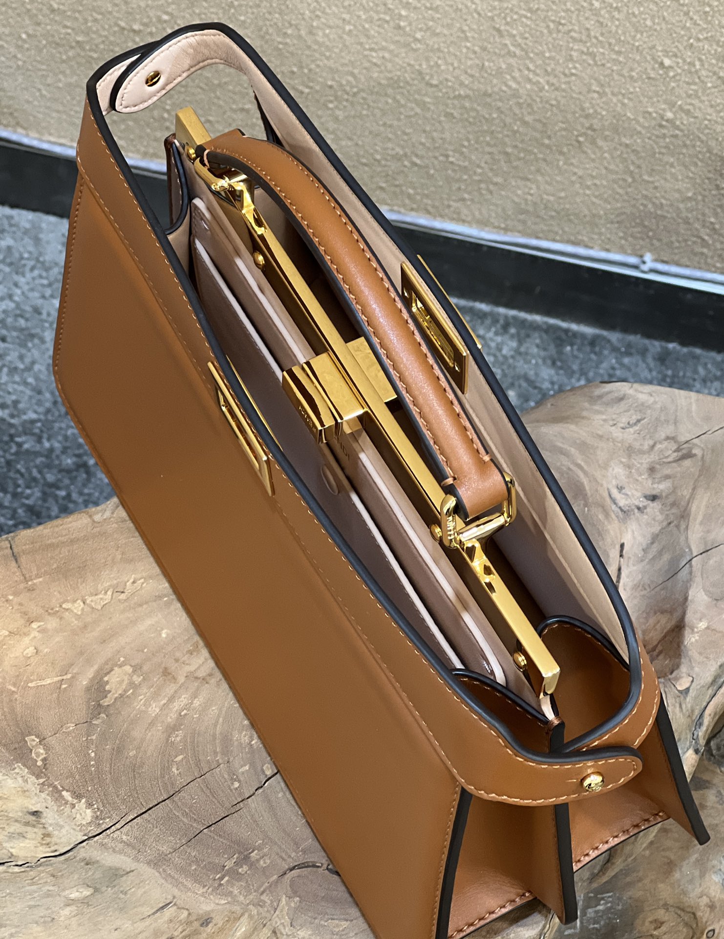 Bagsaaa F**di Peekaboo I See You Brown Calf Leather Bag