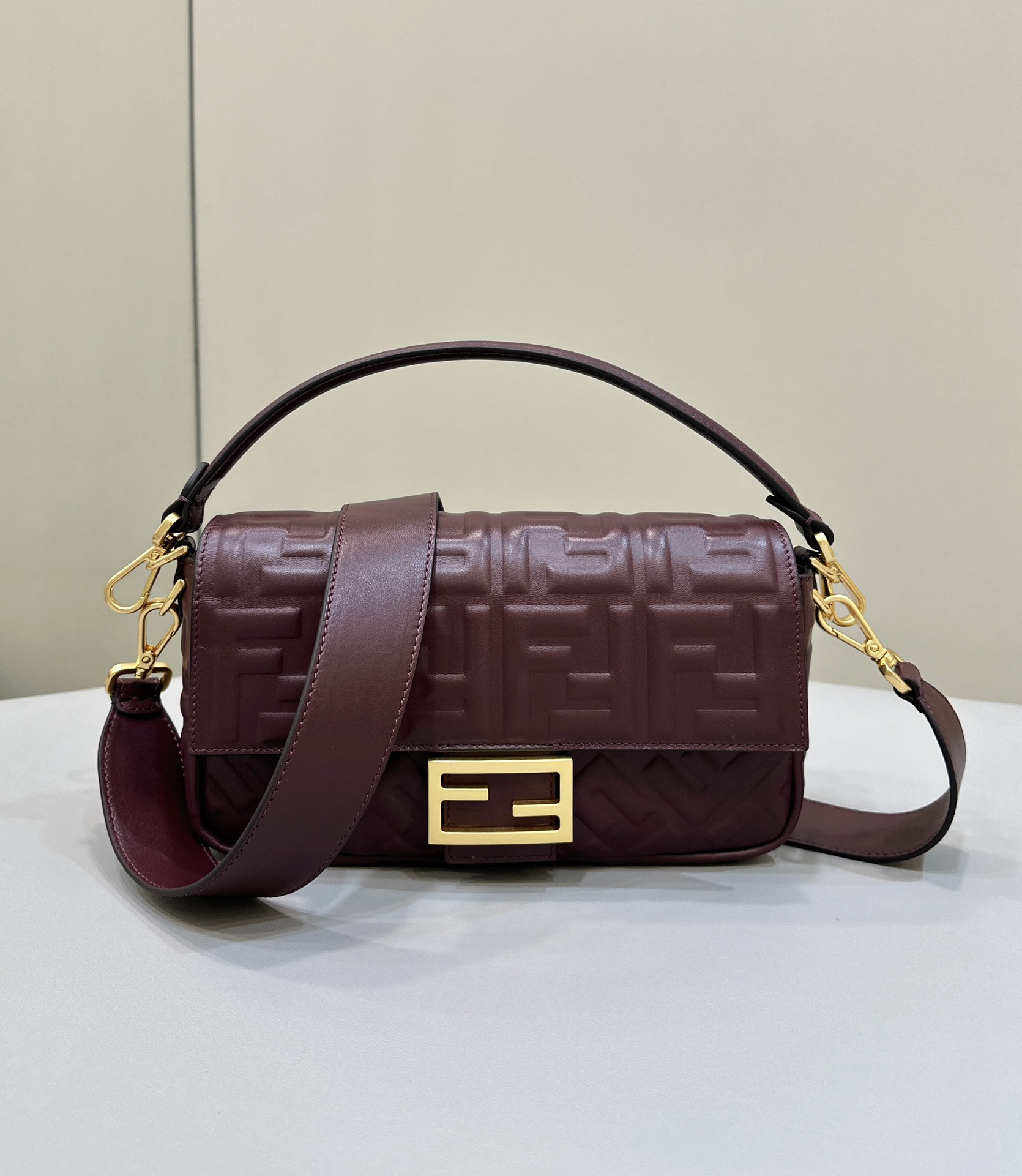 Bagsaaa F**di Baguette Burgundy Crossbody Bag