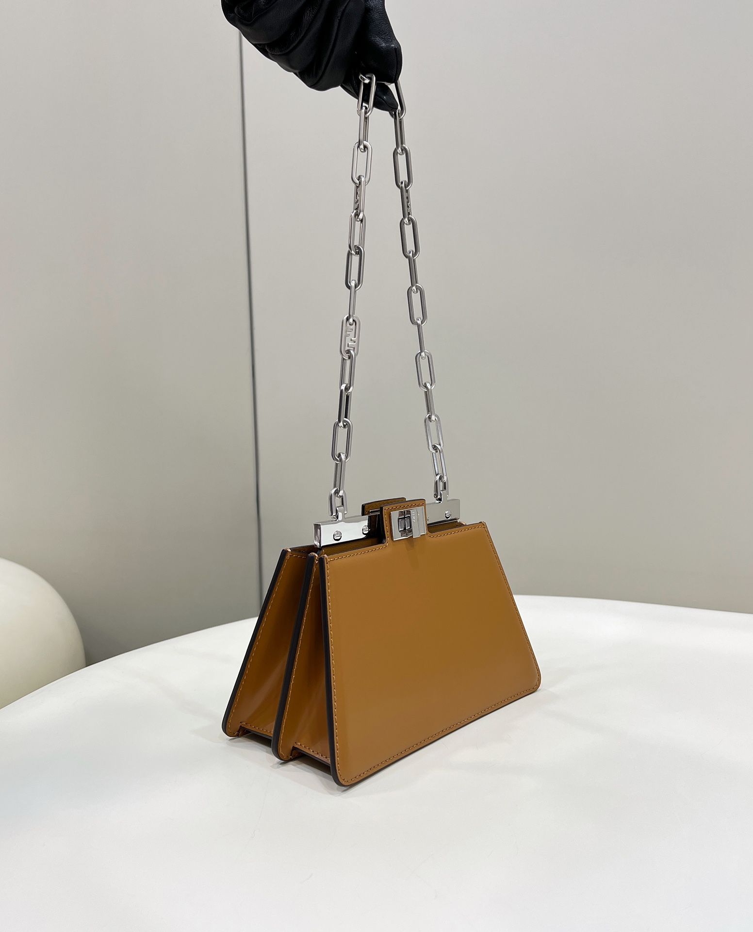 Bagsaaa F**di Mini Peekaboo Cut Petite Tan Leather Bag