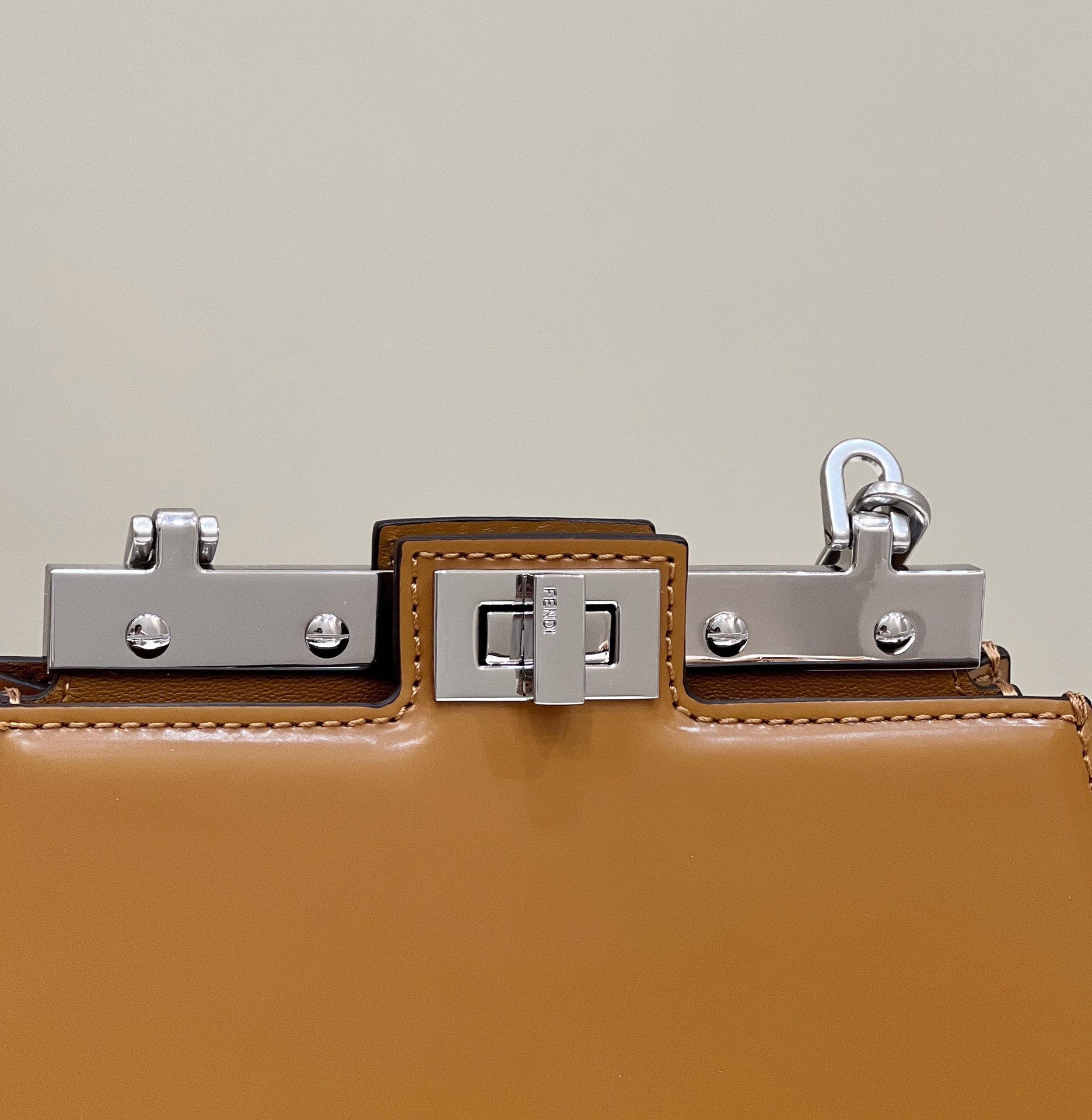 Bagsaaa F**di Mini Peekaboo Cut Petite Tan Leather Bag