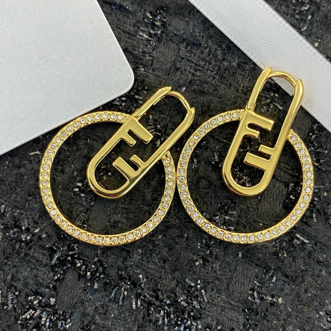 Bagsaaa F**di O Lock Earrings Gold-Colored