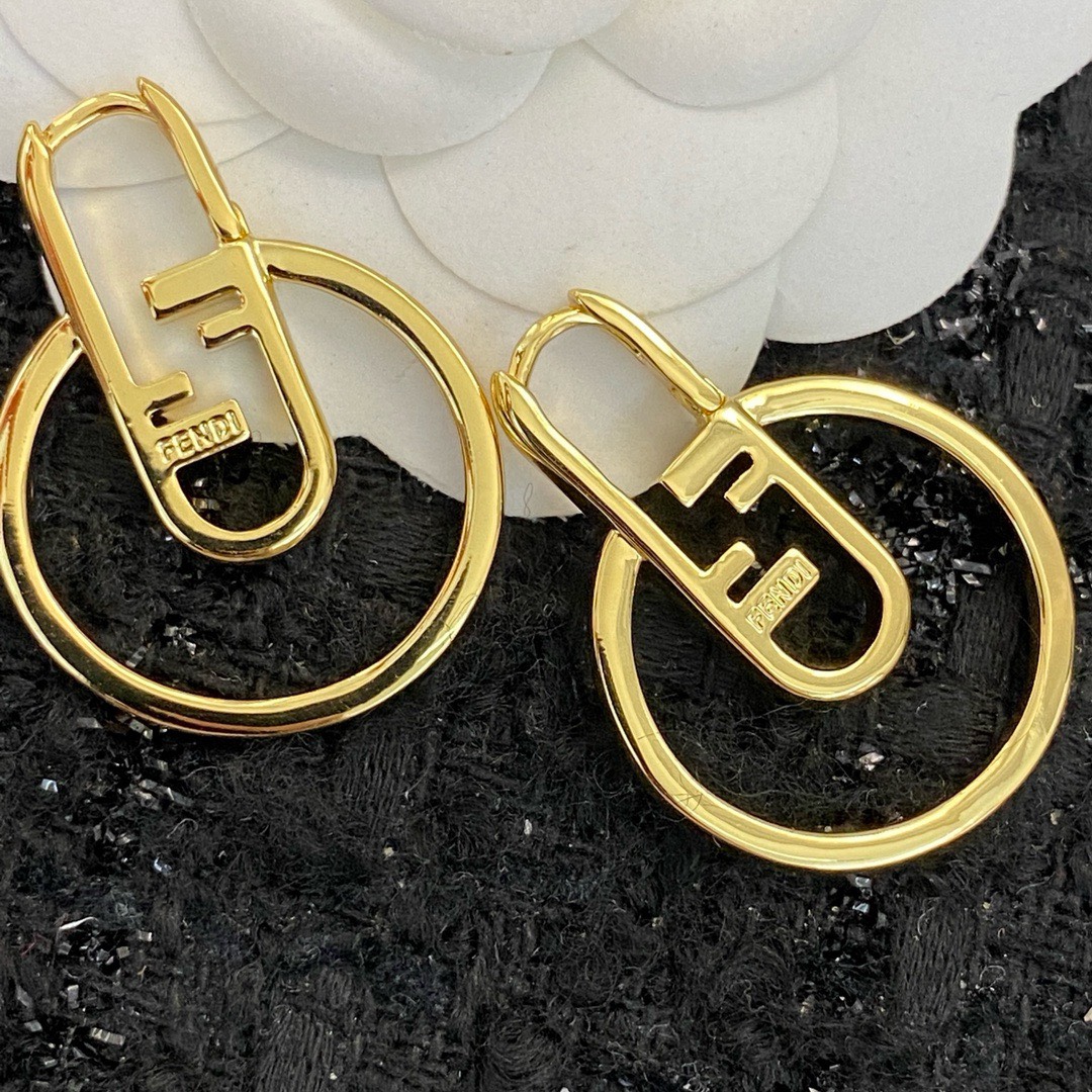 Bagsaaa F**di O Lock Earrings Gold-Colored
