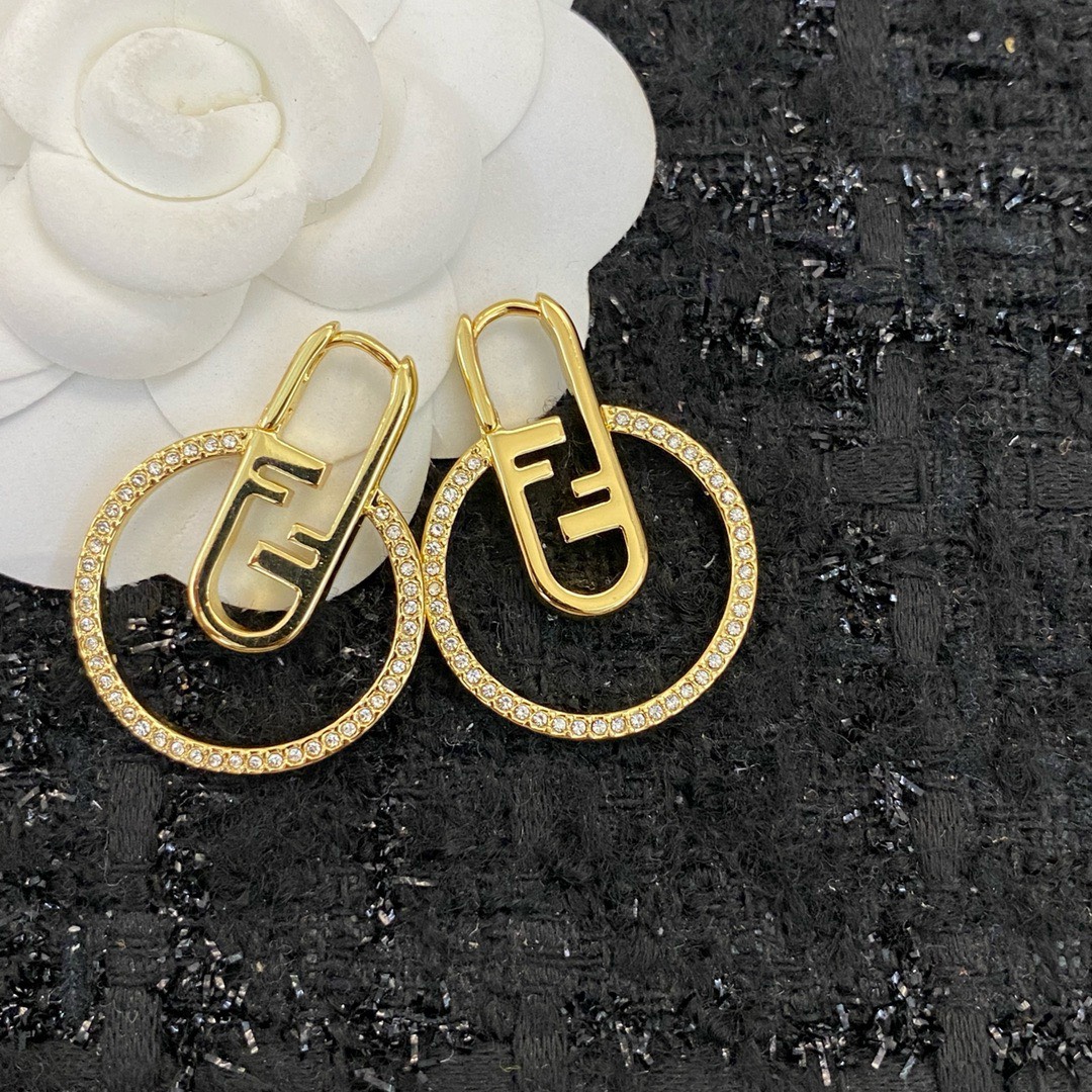 Bagsaaa F**di O Lock Earrings Gold-Colored